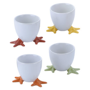 Set of 4 Chicken Feet Egg Cups Assorted Colours