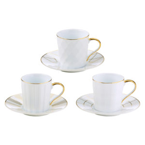 Set of 3 Lux Espresso Cups & Saucers Gold