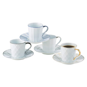 Set of 3 Lux Espresso Cups & Saucers Gold