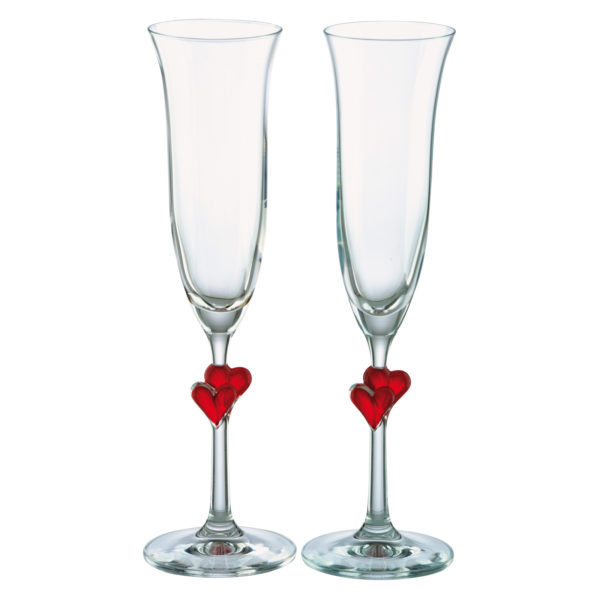 Set of 2 Heart Flutes Red