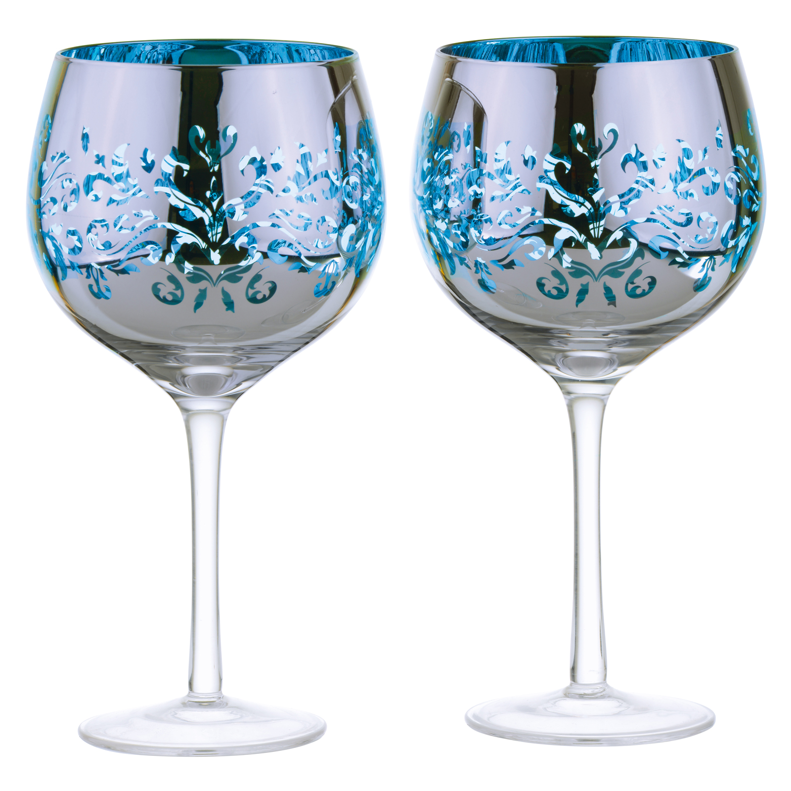 Set of 2 Filigree Gin Glasses Blue