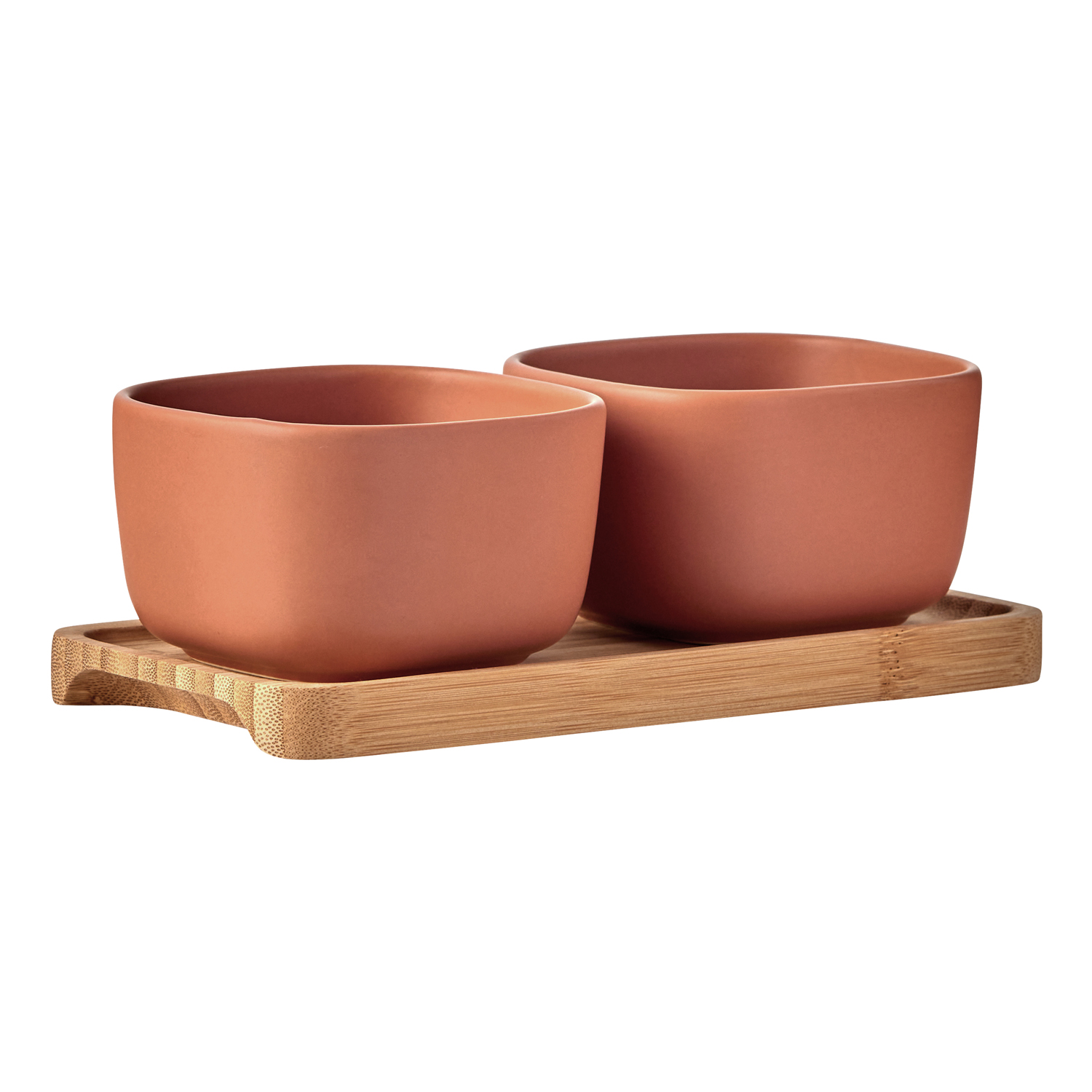 Set of 2 Share Rectangular Bowls Terracotta