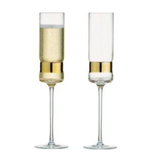 Set of 2 SoHo Champagne Flutes Gold